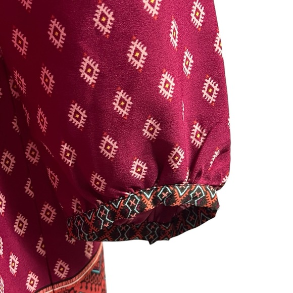 LOFT Petite Dress PM Multicolor Boho Aztec Pullover Button Cuff Lightweight Chic - Picture 3 of 10